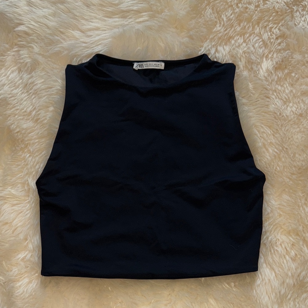 Zara Black Sleeveless Crop Top